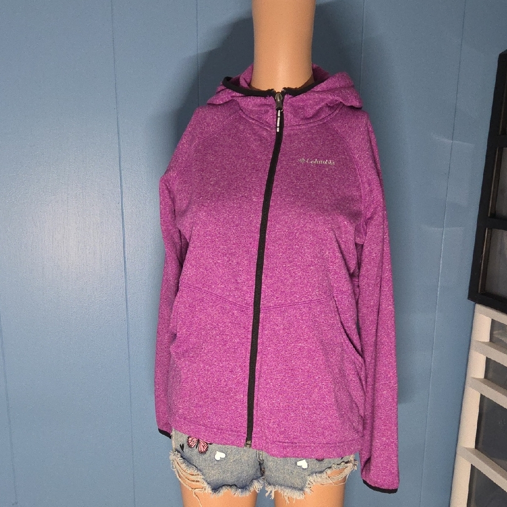Columbia Heather Purple Full-Zip Hooded Jacket